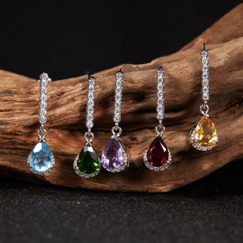 S925 Sterling Silver Earrings With Natural Garnet Topaz Citrine Amethyst and other Colorful Gemstones